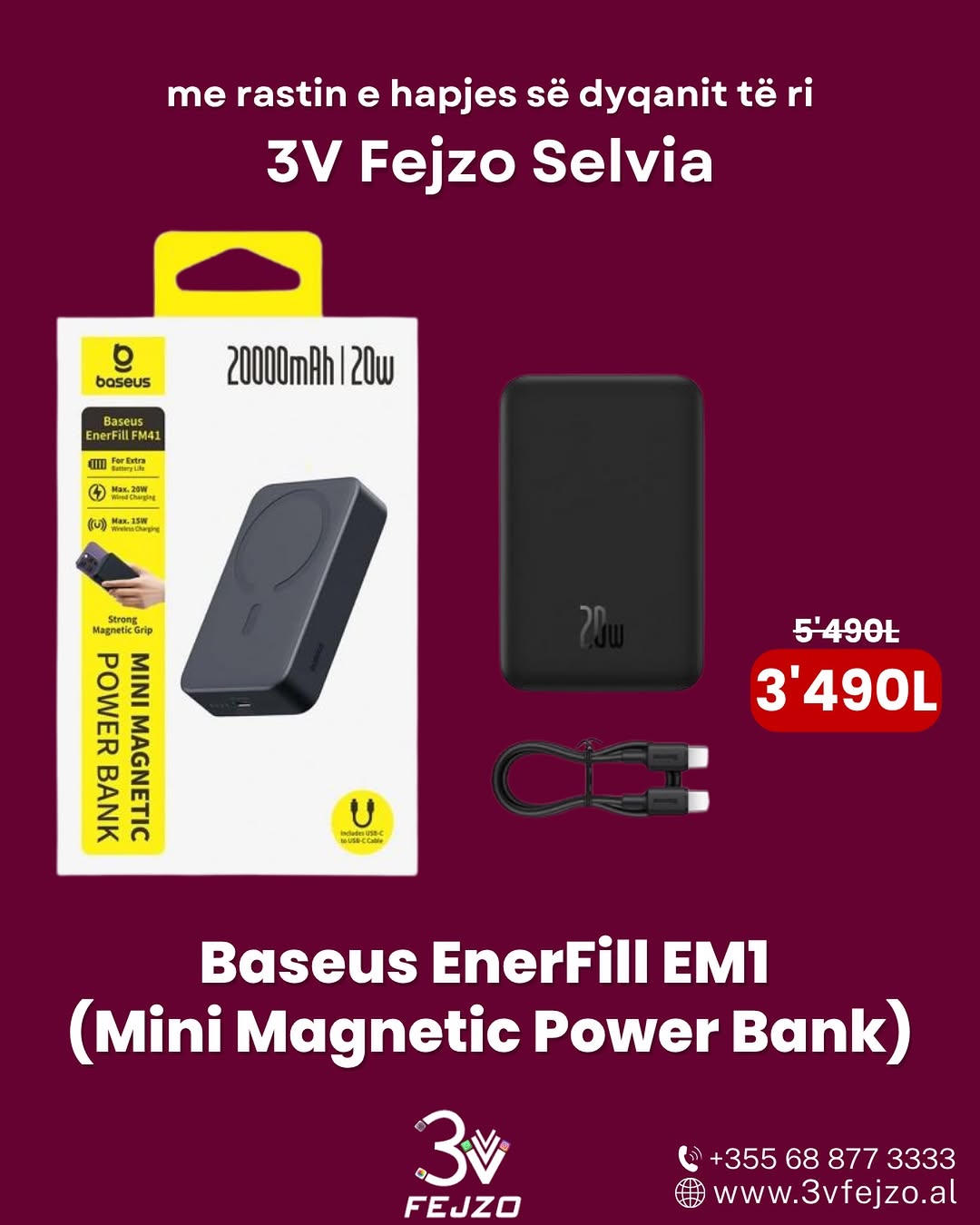Baseus EnerFill EM1 Mini Magnetic Power Bank