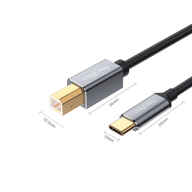 VegGieg V-U404 USB Type-C to USB-B Printer Cable