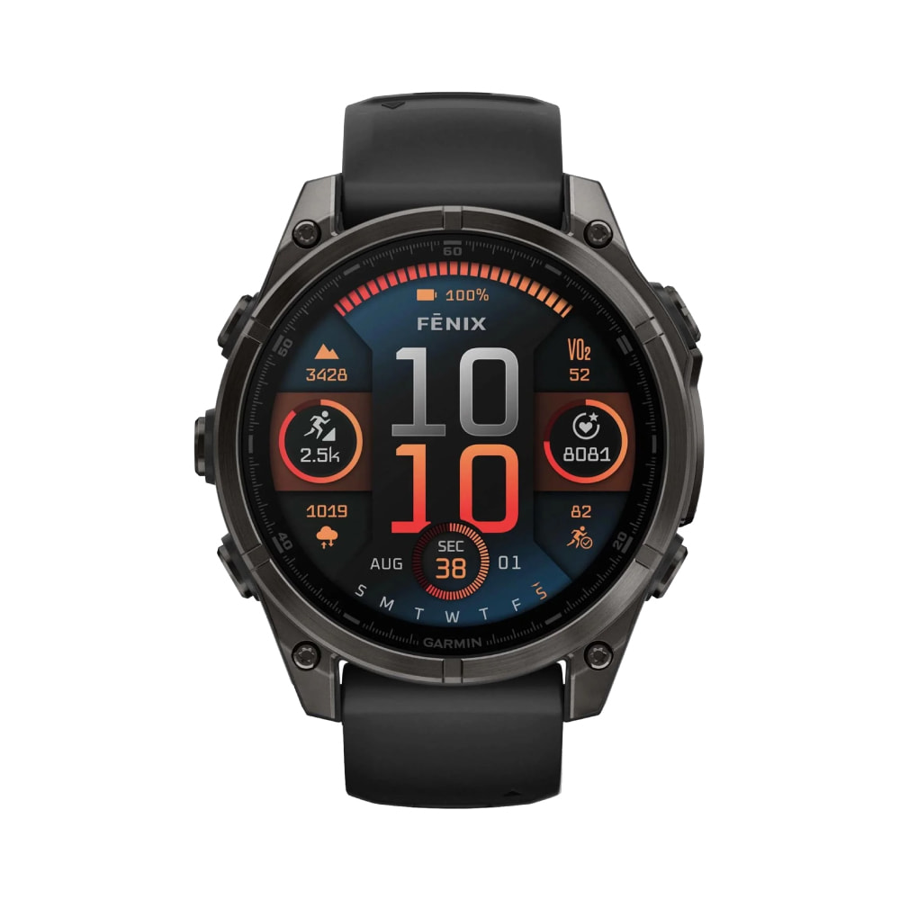 Garmin fēnix 8 – 47 mm, AMOLED Sapphire, Carbon Gray DLC Titanium, Black Silicone Band