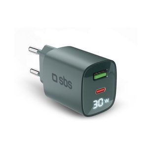 Karikues Sbs TETRGANLCD1USB1C30A Celulari GaN LCD Usb C Green 30W