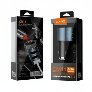 Ldnio 3xUSB Ports 5.1A Micro Cable With Socket Adapter Usb Car