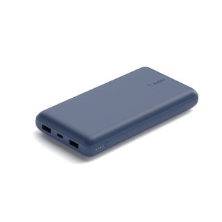 Belkin BEL-0036 Power Bank 20,000mAh BoostCharge 2x USB-A 1x USB-C Ports Up To Fast Charge Blue 15W