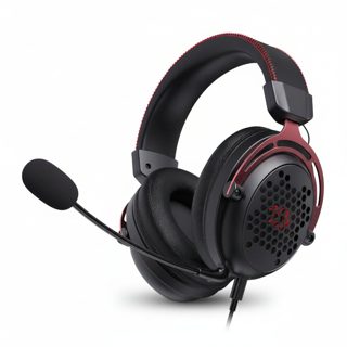 Redragon H386 H386 Diomedes Detachable Microphone USB-C To USB-A AUX Cable Black Red