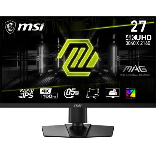 MSI 274UPF E2 MAG 4K UHD 3840x2160p Rapid IPS 160Hz 1ms 133%sRGB 400nits 2xHDMI 1xDisplayPort 1x USB-C DP Alt With PD Charging HAS VESA FreeSync Black 9S6-3CC29H-253 2Y 15W