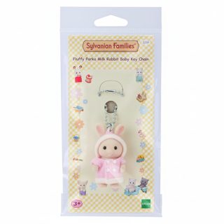 Sylvanian Families Fluffy Parka Milk Rabbit Baby Keychain