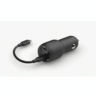 Cable Belkin BEL-0064 CarCharger 2x USB-A 24Watt Total 2x 12Watt 1x USB-A To USB-C 1m Black