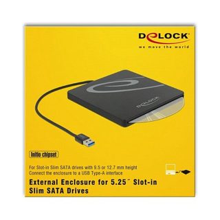 Delock 42604 External Enclosure For 5.25 Slim SATA Optical Drives USB 3.2 1 Black