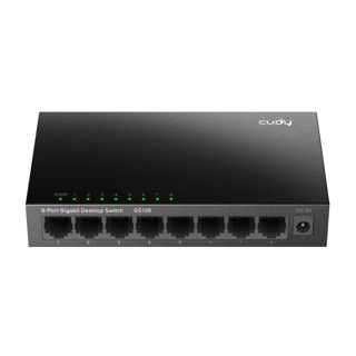 Cudy RJ45 Switch 8 Porta 8x Gigabit Ethernet Steel Housing Black GS108