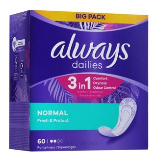 Always Dailies 3in1 Normal Peceta Higjienike Për Mbrojtje Ditore 60