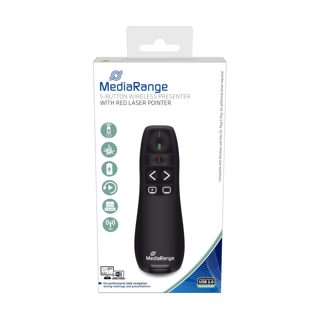 Mediarange 5-Button Wireless Presenter With Red Laser Pointer Black
