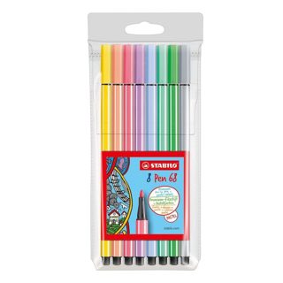 Stabilo Pen PEN-68 Markera Me Ngjyra Pastel Plastikë 8.5x0.9x19 Mikse 8
