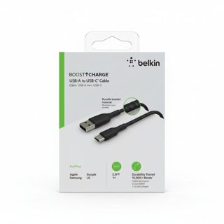 Cable Belkin BoostCharge CAB002BT1MBK USB-A USB-A To USB-C 1m Braided Black