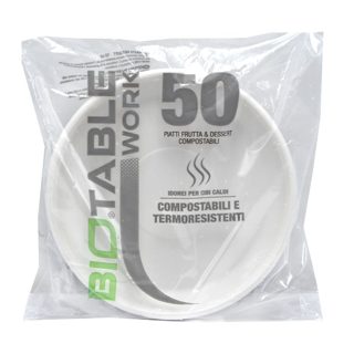 Bio Table 50-pack Pjata Ëmbëlsire Njëpërdorimshe Biopolimer 16 E Bardhë 1 16cm