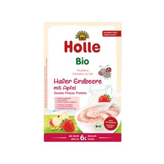 Holle Drithëra organikë me qumësht, tërshërë, luleshtrydhe dhe mollë (6m+)