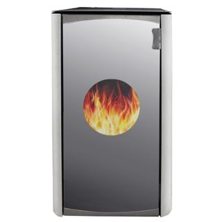 Kamin Deluxe 15 M2 Sobe Peleti Me Kaldaje 100-120 1.4-3.8 Pelet Ore Rendiment 91.9% Depozite Peleti 30 Ngjyre E Bardhe Rakorderi Kaldaje 1ª 15kW 3.8kg 30kg