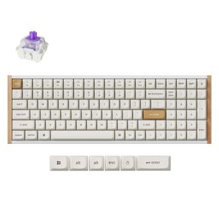 Creality K4 K4H Keychron HE Special 96% QMK VIA Online Customization Wireless Bluetooth Magnetic Purple Switch With RGB Backlight US Layout White Wood -Q1