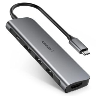 Ugreen RJ45 HUB 5in1 USB-C 3.2 Gen1 To 1x HDMI 1x Gigabit Ethernet 2x USB-A 3.2 Gen1 1x USB-C PD Up To Gray 50209 100W