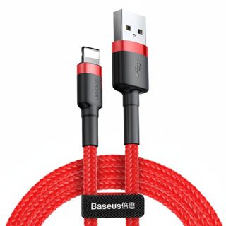 Baseus 2A 2m USB-A To Lightning Cafule 5V- Charging And Data Sync Braided Red CALKLF-C09