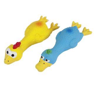 Camon lodër argëtuese pulë për qen, me tingull, latex