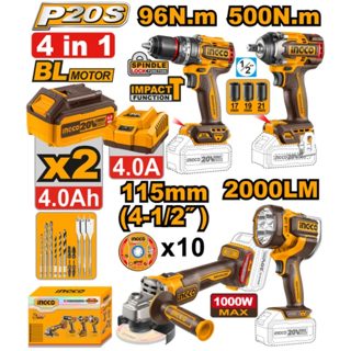 Trapan Me Goditje CIDLI209681 Combo Kit 4Ne1 2 Bateri 4.0 Ah 96Nm Gure Fleksibel CAGLI2715 COSLI241292 20V