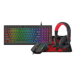 Redragon S149 4in1 Comblo Keyboard Membrane Shiva Mouse TRIDENT 10K DPI Wired MousePad PISCES Medium ARES With Drivers And Jack Black RD- 3.5mm 40mm