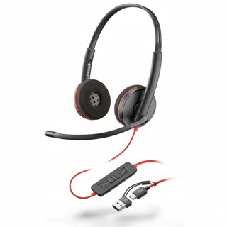 Poly Blackwire 3220 Plantronics Wired Headband Office Call Center USB-A Cable USB-C Adapter 8X228AA