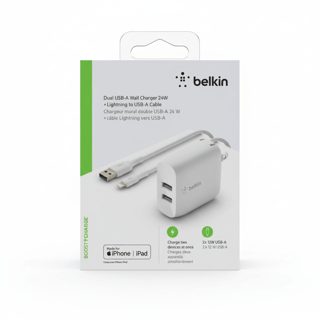 Charger Belkin BoostCharge WCE001VF1MWH BoostCharger Dual USB-A 2x USB-A Ip To 1x USB-A To USB-C 1m White 24W