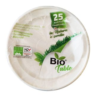Bio Table 25-pack Pjata Të Cekëta Njëpërdorimshe Biopolimer 22 E Bardhë 1 22cm