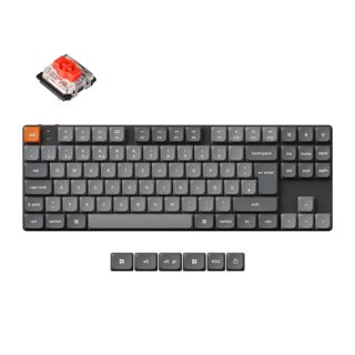 Keychron ANSI-80 K1 Max K1M-H1 QMK VIA Wireless Bluetooth Mechanical Red Switch Hot-Swappable TKL Low Profile US Layout Black Grey K1M-H1
