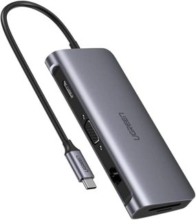 Ugreen RJ45 HUB 9in1 USB-C 3.1 To 1x HDMI 1x VGA 1x Gigabit Ethernet 3x USB-A 3.0 1x SD Reader 1x MicroSD Reader Silver 40873