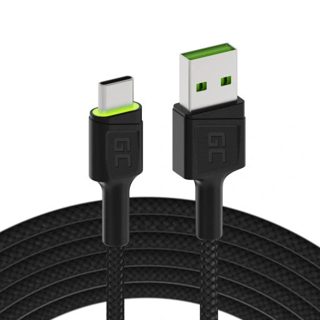 Cable Green Cell KABGC06 1.2m USB-A To USB-C Backlight LED Black