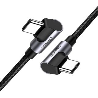 Ugreen 70529 1m USB-C Male Angled 90 Degree To USB-C Male Angled 90 Degree 3A Black\Grey