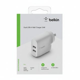 Charger Belkin WCB002VFWH Dual USB-A Wall 2x USB-A White 12W 24W