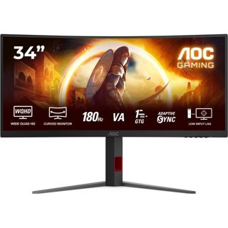 Aoc CU34G4 34 UWQHD Fast VA Curved 180Hz 0.5ms Adaptive Sync Black Red