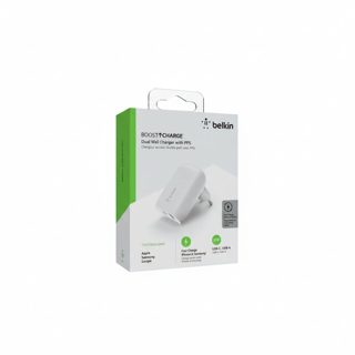 Charger Belkin WCB007VFWH BoostCharger 1x USB-C Up To 1x USB-A Up To White 12W 25W 37W