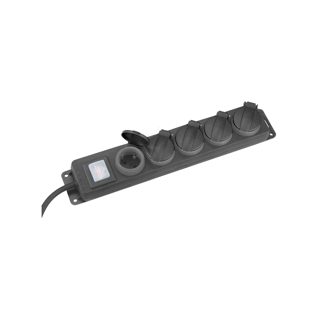 Kapak Me Suste IP44 10-pack Zgjatues 10m 5 Priza Dhe Celes 3.1.5mm I Gomuar I Zi 10