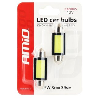 Amio Canbus Am-01640 Llampa Led Cob3 C5W White 12V 39mm
