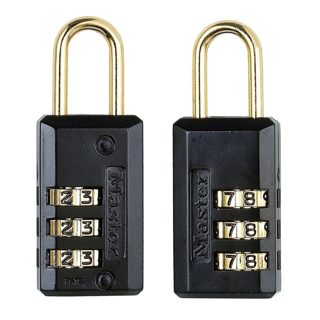 Masterlock Dry REF-646 Niveli I Sigurisë 3 Zinku Me Mbulesë Vinili Të Zezë Harku Çelik E Nikeluar Dhe Rrota Bagazhe 2x20mm