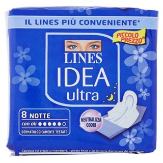 Lines Idea Ultra 8-pack Peceta Higjenike Night Pambuk 8