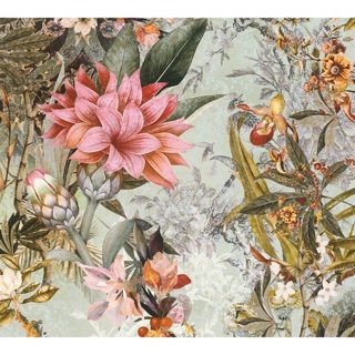 As Creation Dream Flowery 38177-1 Leter Muri Floral 10.05x0.53 M Gri