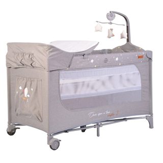 Cangaroo Krevat portativ Fëmijë 2 Nivele 125x62x73 Gri 1