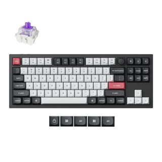 Keychron Q3 HE Q3H-M1 QMK VIA Wireless Bluetooth Mechanical Purple Switch Hot-Swappable Hall Effect 80% US Layout Black White Red