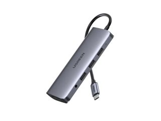 Ugreen RJ45 HUB 10in1 USB-C To 1x HDMI 1x VGA 1x 1x Jack AUX 3x USB-A 1x USB-C Gray 80133 3.5mm