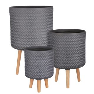 Corda Vazo lulesh, set 3 copë, Corda Argjili Gri Ø24xH36cm Ø30xH46 Ø36xH62