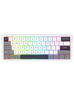 Redragon K722WGP Pro Ironguard RGB 60% With Keys Hot-Swappable Chant Switches Wireless Bluetooth Wired White Blue Mixed Keycaps