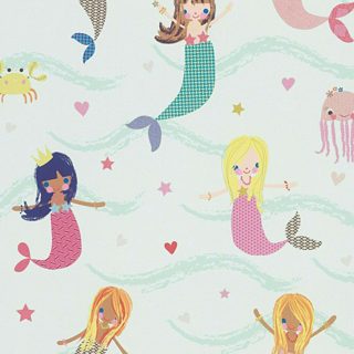 As Creation Mermaid 30569-1 Leter Muri Per Femije Cartoon 10.05x0.53 M E Bardhe