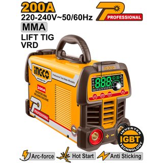 INGCO MMA200691 ING- Saldatrice Inverter MMA 200A Lift Tig VRD