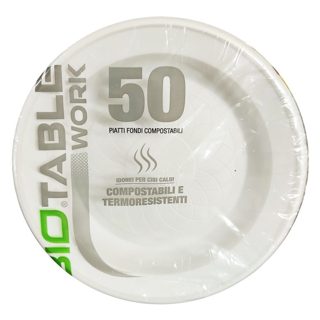 Bio Table 50-pack Pjata Të Thella Njëpërdorimshe Biopolimer 22 E Bardhë 1 22cm
