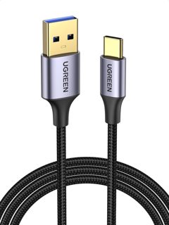 Ugreen 60126 1m USB-A To USB-C 3A 480 Mbps MAX With Safe Quick Charge 2.0 1m Black Nylon