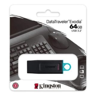 Kingston DataTraveler Exodia USB 64GB Flash Drive 3.2 Black Blue